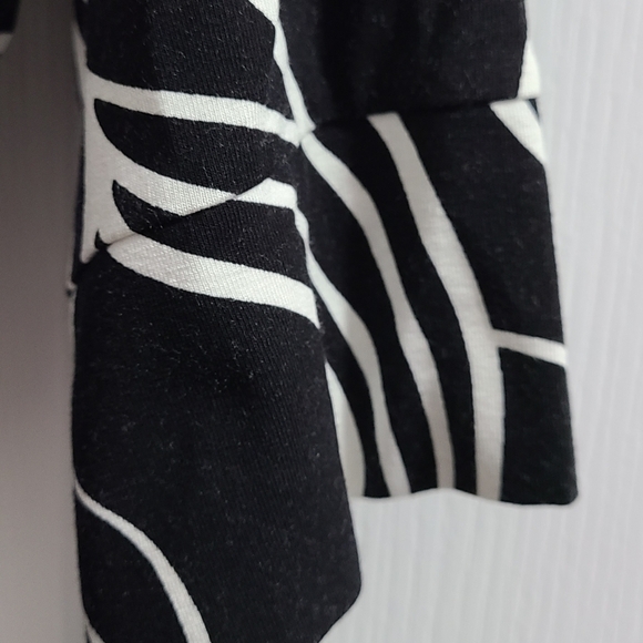 H&M Black & White Abstract Print 3/4 Sleeve Midi Dress Size 14 - Picture 5 of 10